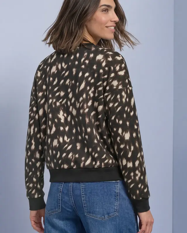 Street One Sweatshirt Hertenprint - Black