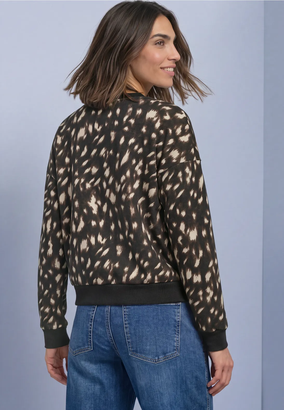 Street One Sweatshirt with Deer Print - Black