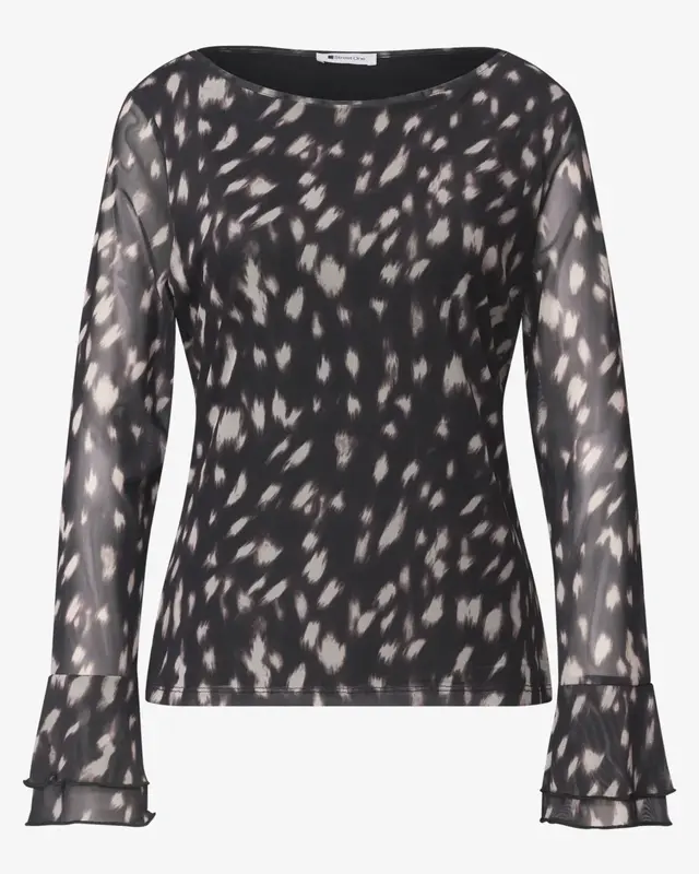 Street One Mesh Shirt met Volant - Black