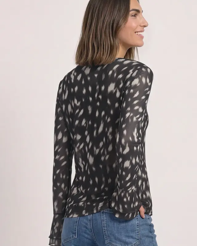 Street One Mesh Shirt with Volant - Black