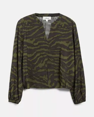 S. Oliver Print Bluse - Olive Green