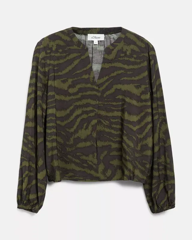 S. Oliver Print Bluse - Olive Green