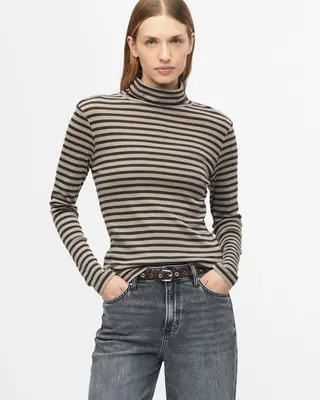 S. Oliver Jersey Shirt with Stripe - Brown