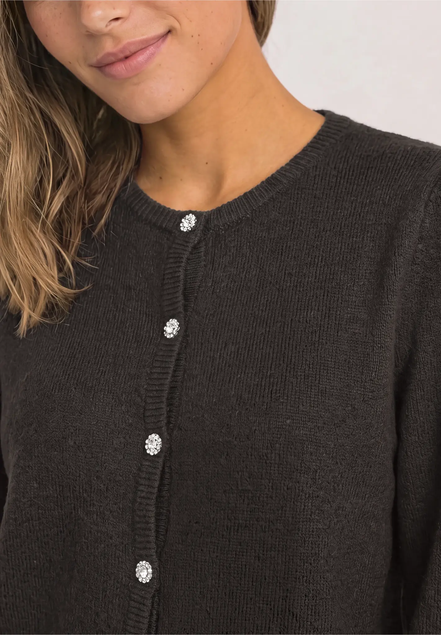 Street One Vest met Knopen - Black Coffee Melange