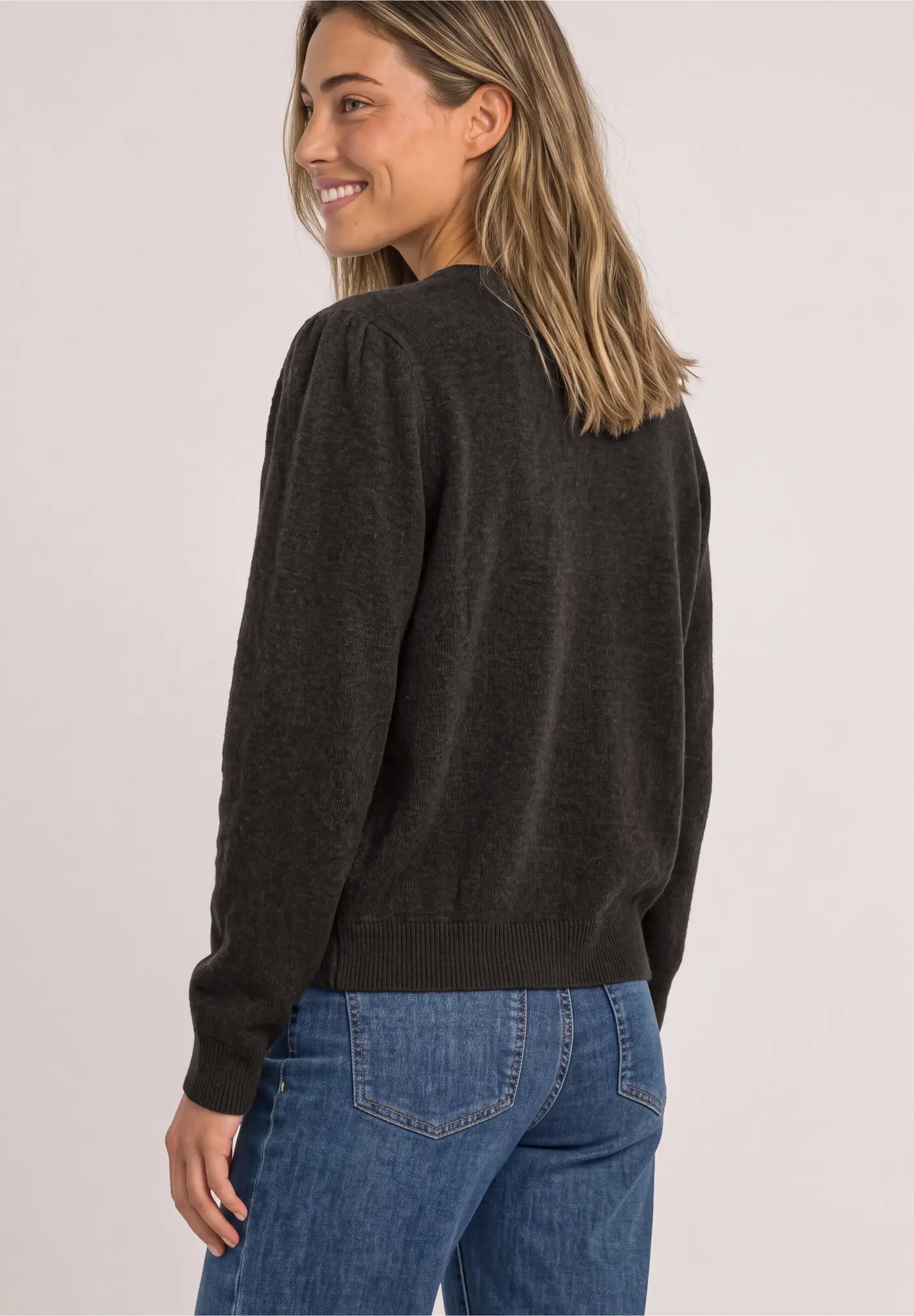 Street One Vest met Knopen - Black Coffee Melange