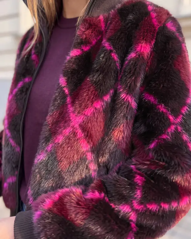 Street One Studio Faux Fur Bomber Jacket - Charred Brown