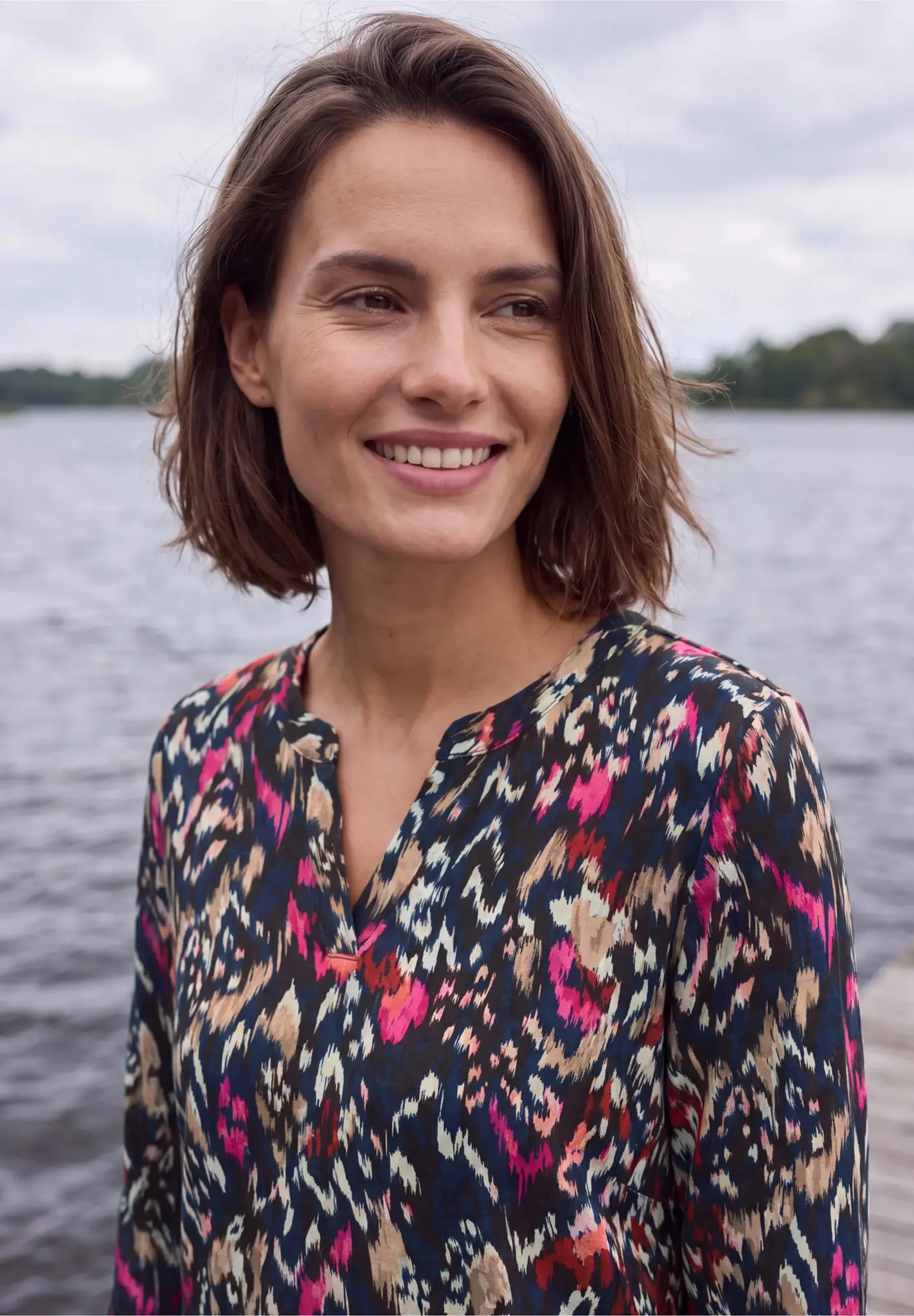 Cecil Tunic Shirt with Print - Truffle Brown