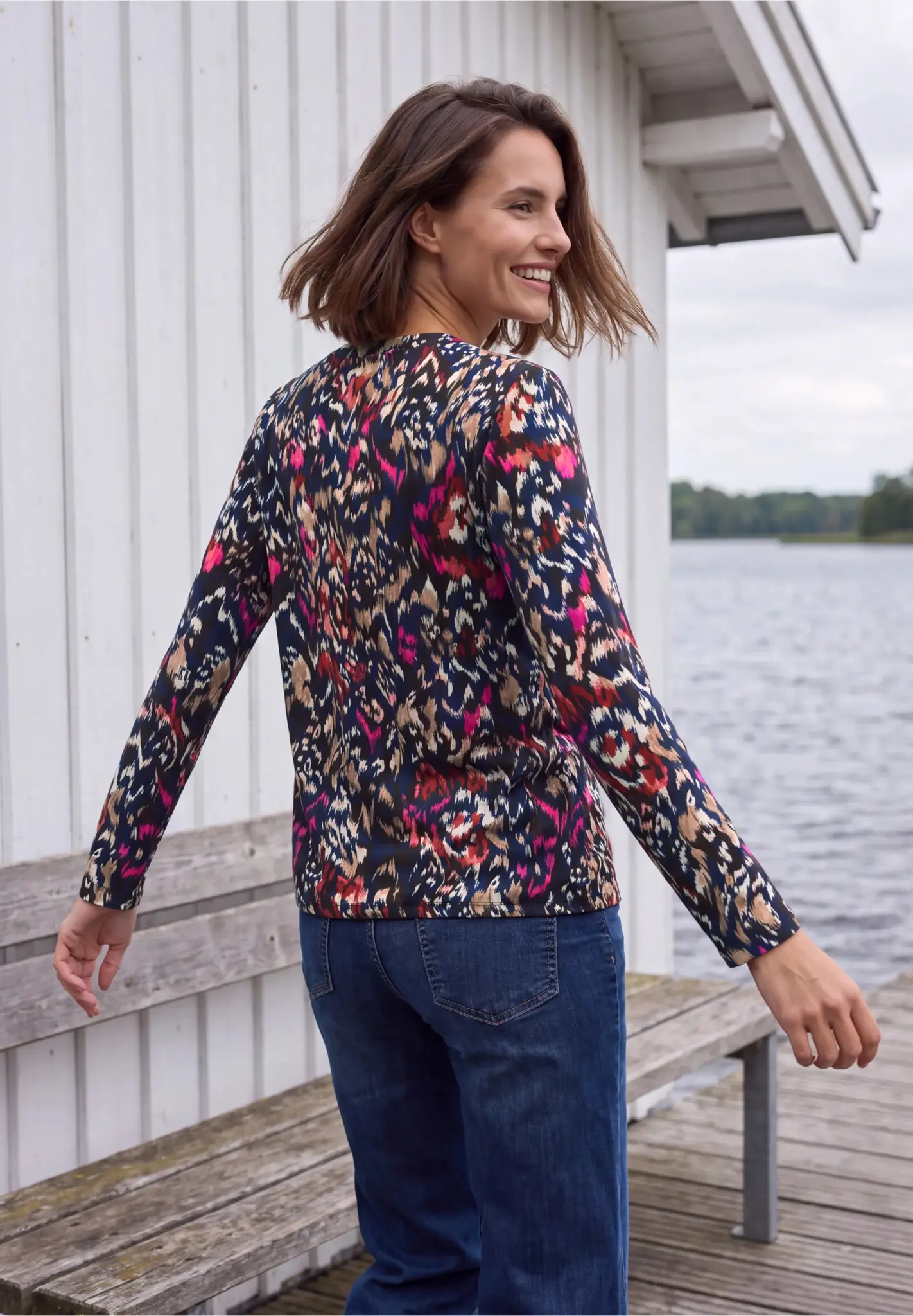 Cecil Tunika Shirt mit Print - Truffle Brown