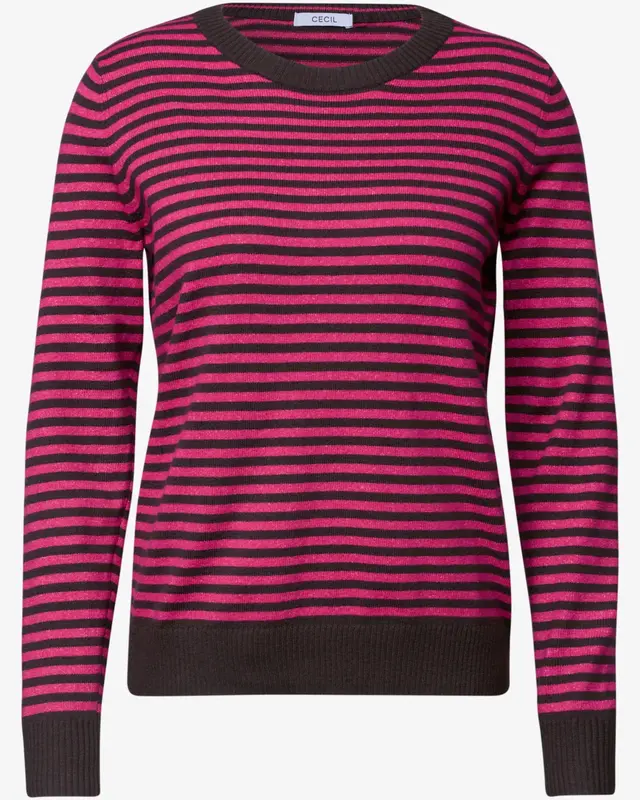 Cecil Jumper with Stripes - Pink Flash Melange
