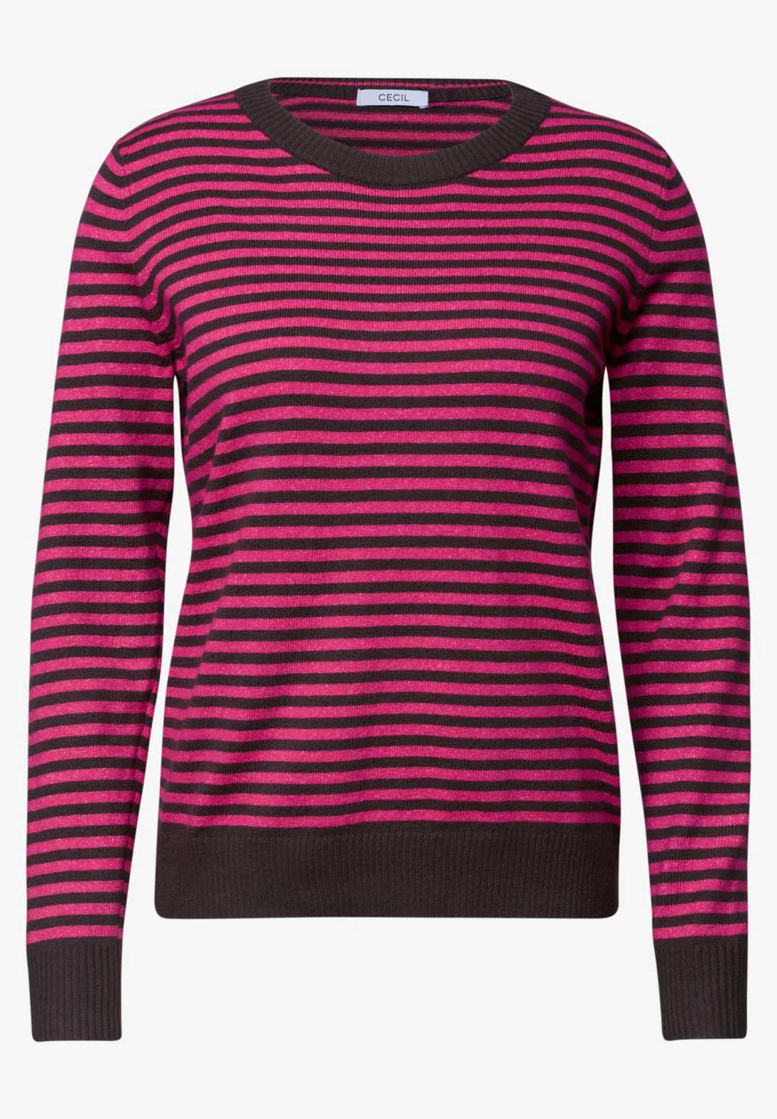 Cecil Pullover mit Streifen - Pink Flash Melange