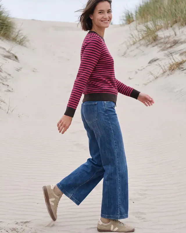 Cecil Jumper with Stripes - Pink Flash Melange
