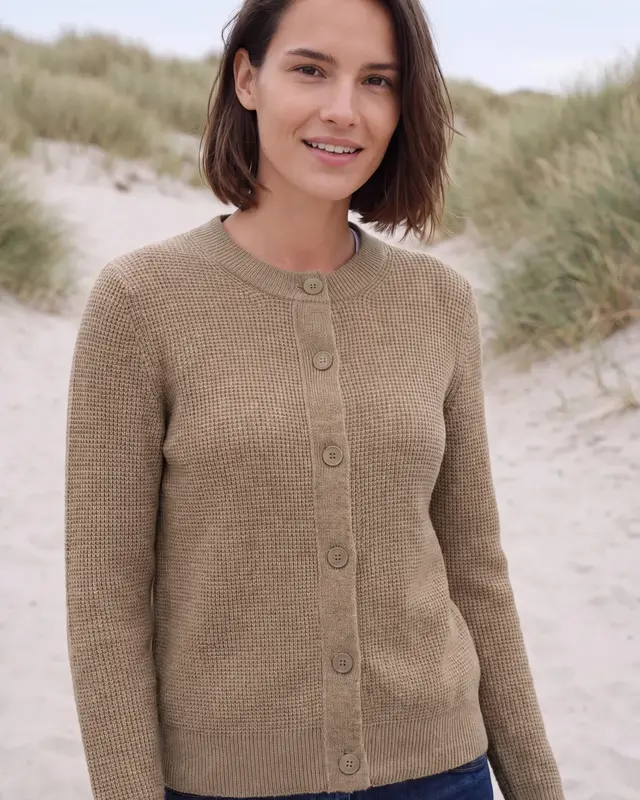 Cecil Cardigan with Buttons - Creamy Mocha Melange