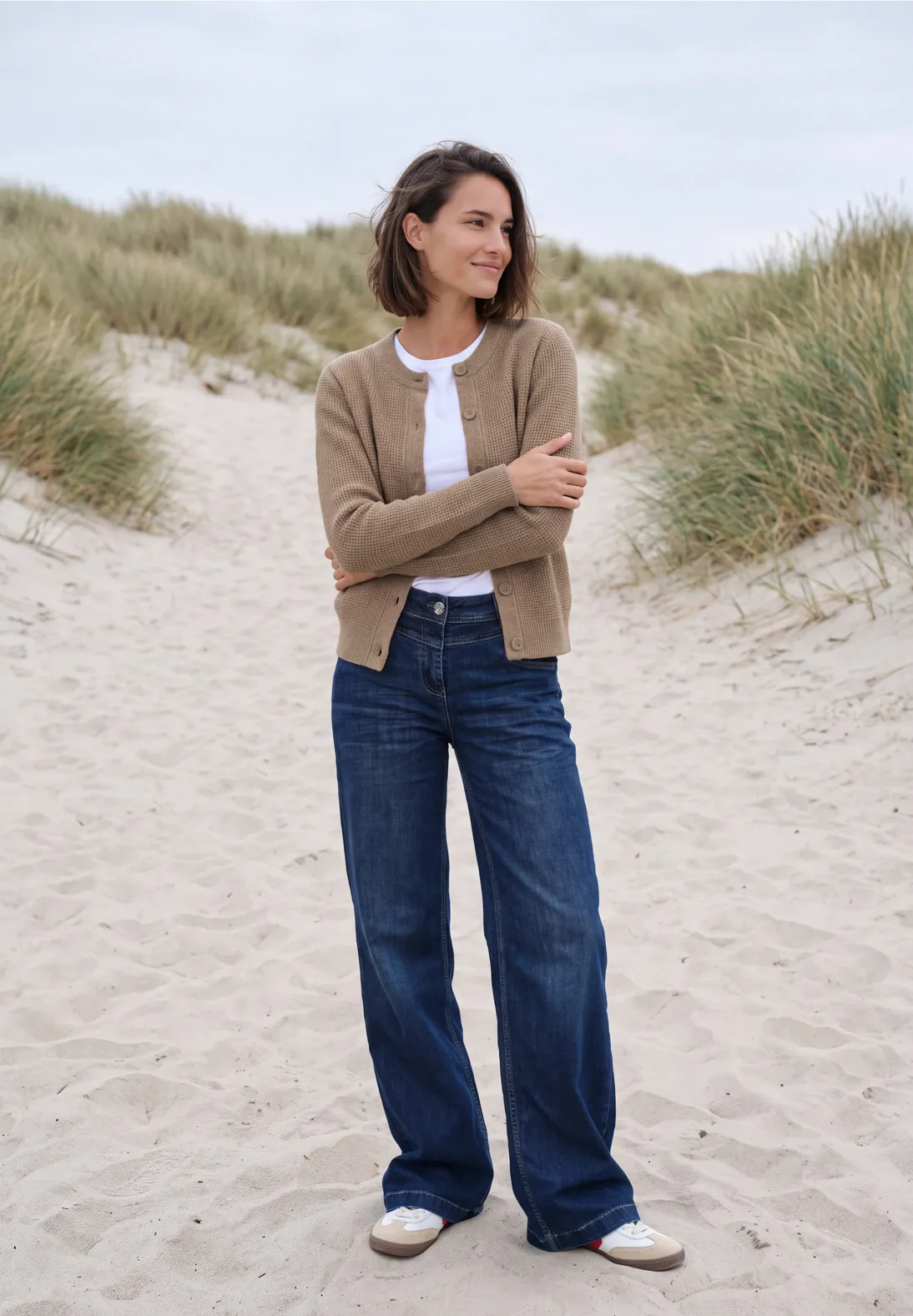 Cecil Cardigan with Buttons - Creamy Mocha Melange