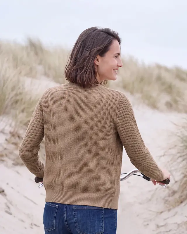 Cecil Cardigan with Buttons - Creamy Mocha Melange