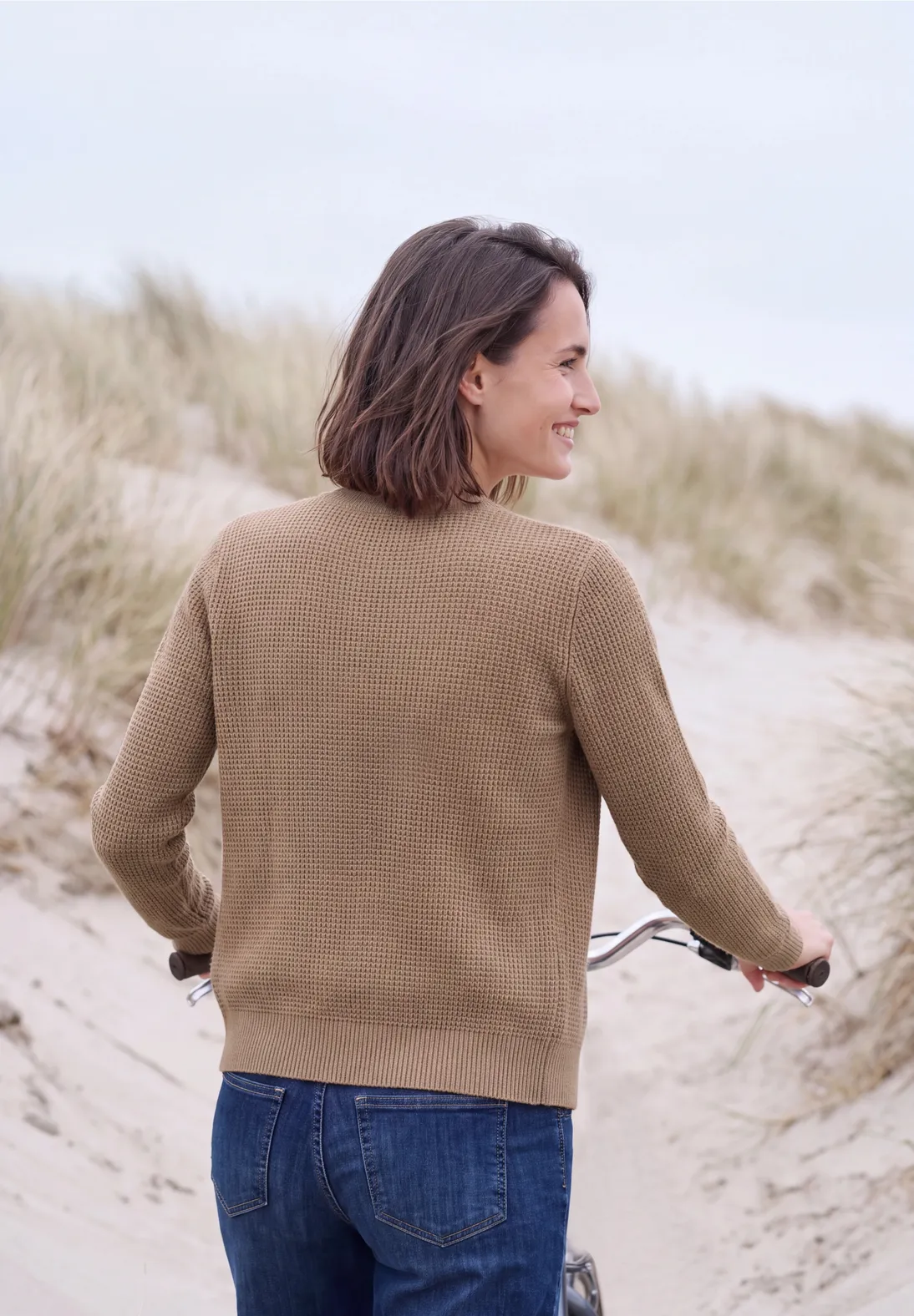 Cecil Cardigan with Buttons - Creamy Mocha Melange