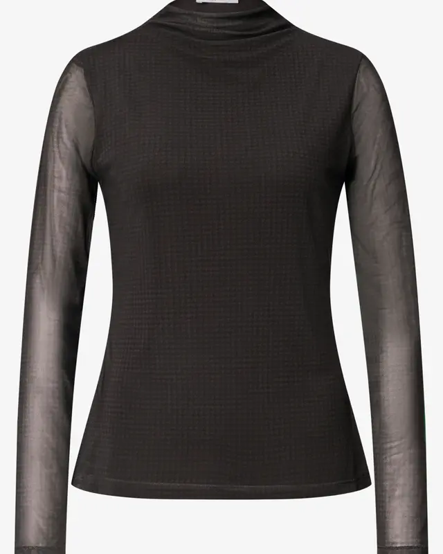 Street One Mesh Shirt with Turtleneck - Black Coffee