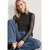 Mesh Shirt with Turtleneck - Black Coffee