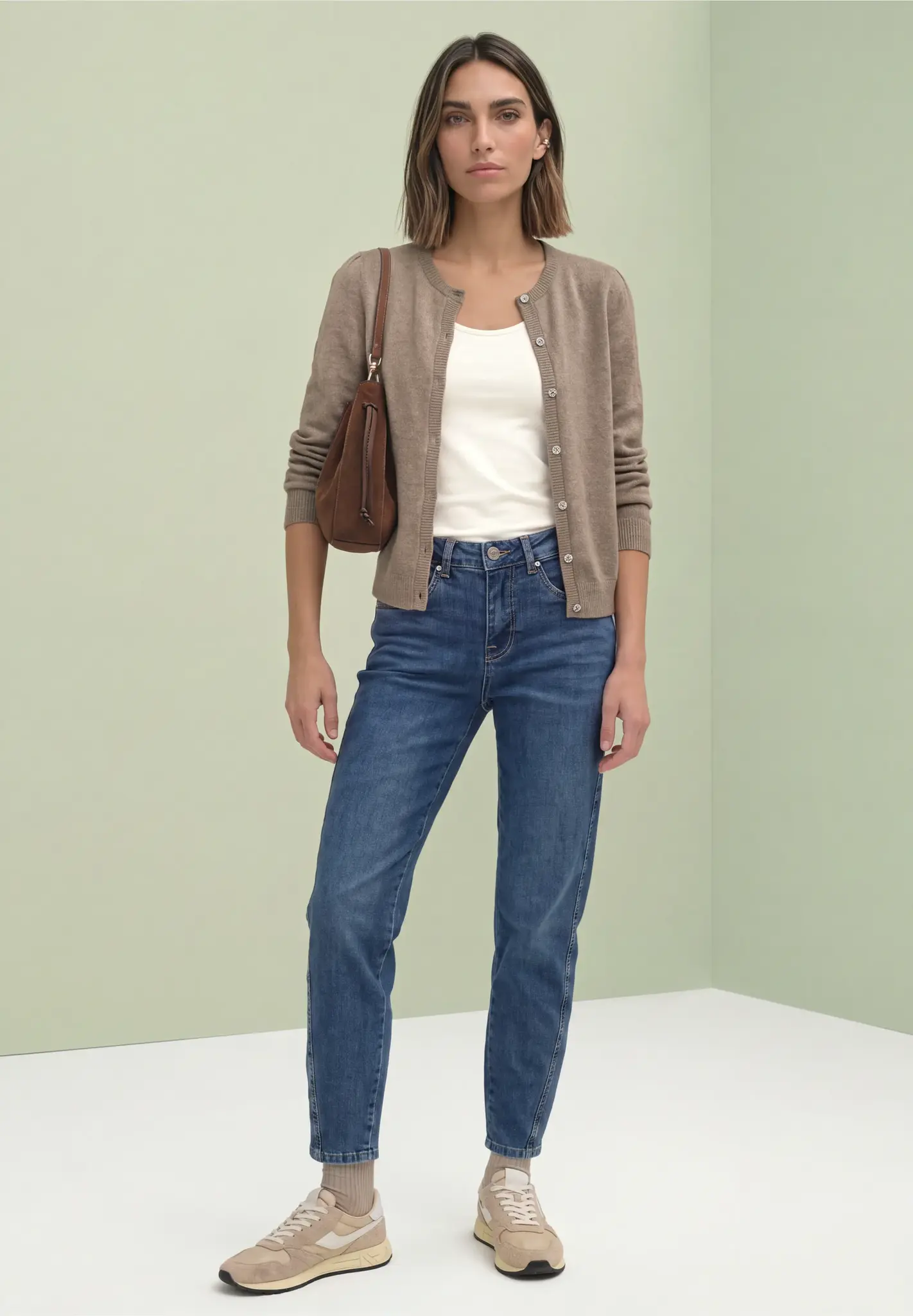 Street One Vest met Knopen - Sanded Amber Melange