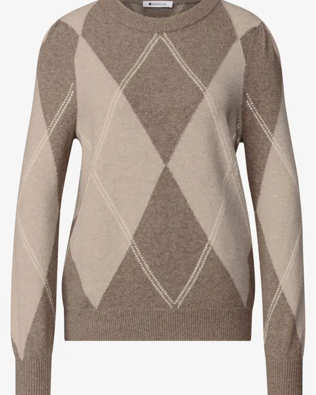 Street One Trui met Argyle Patroon - Sanded Amber Melange