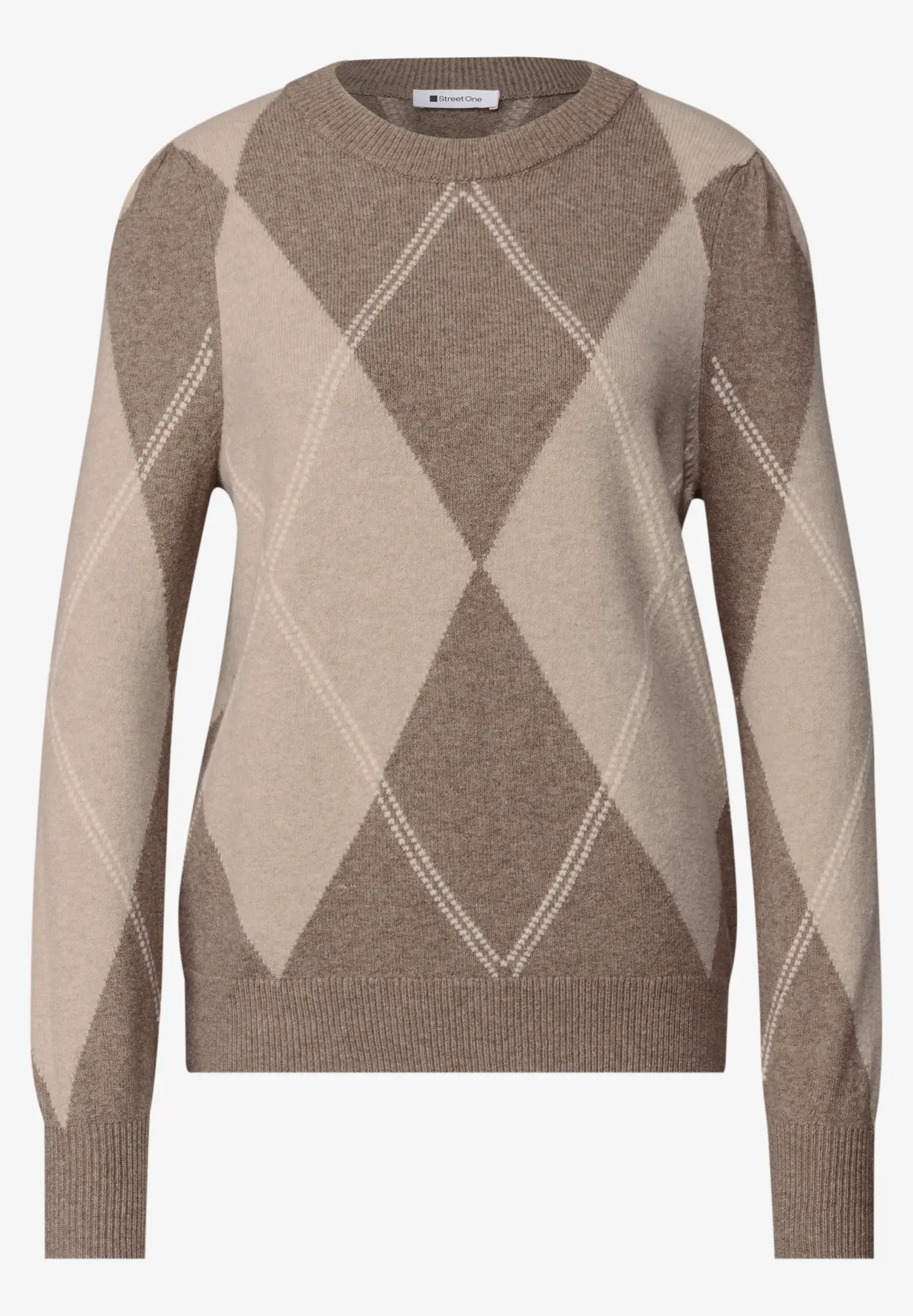 Street One Trui met Argyle Patroon - Sanded Amber Melange