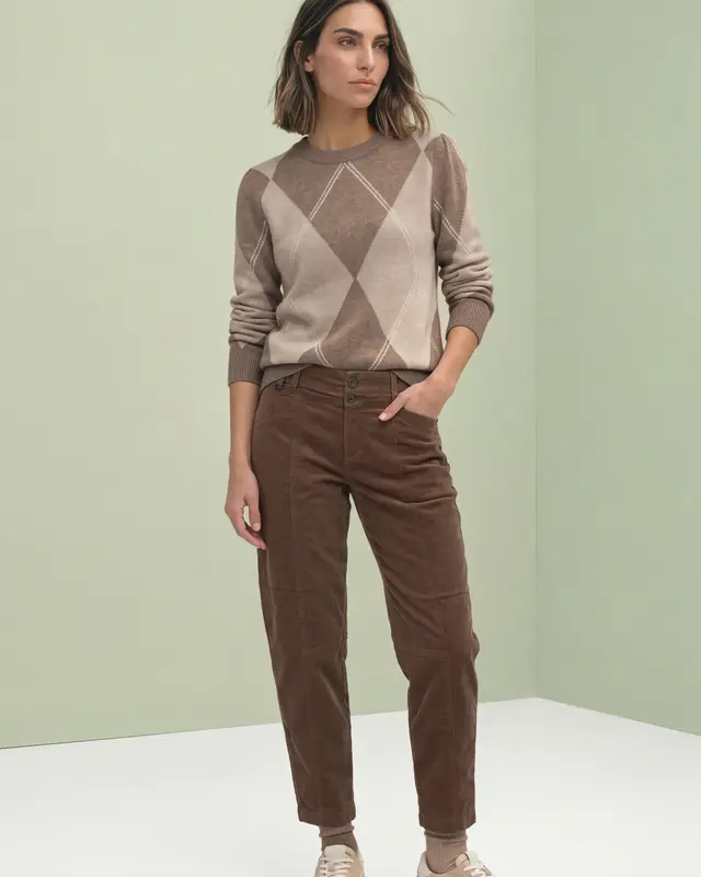 Street One Jumper with Argyle Pattern - Sanded Amber Melange