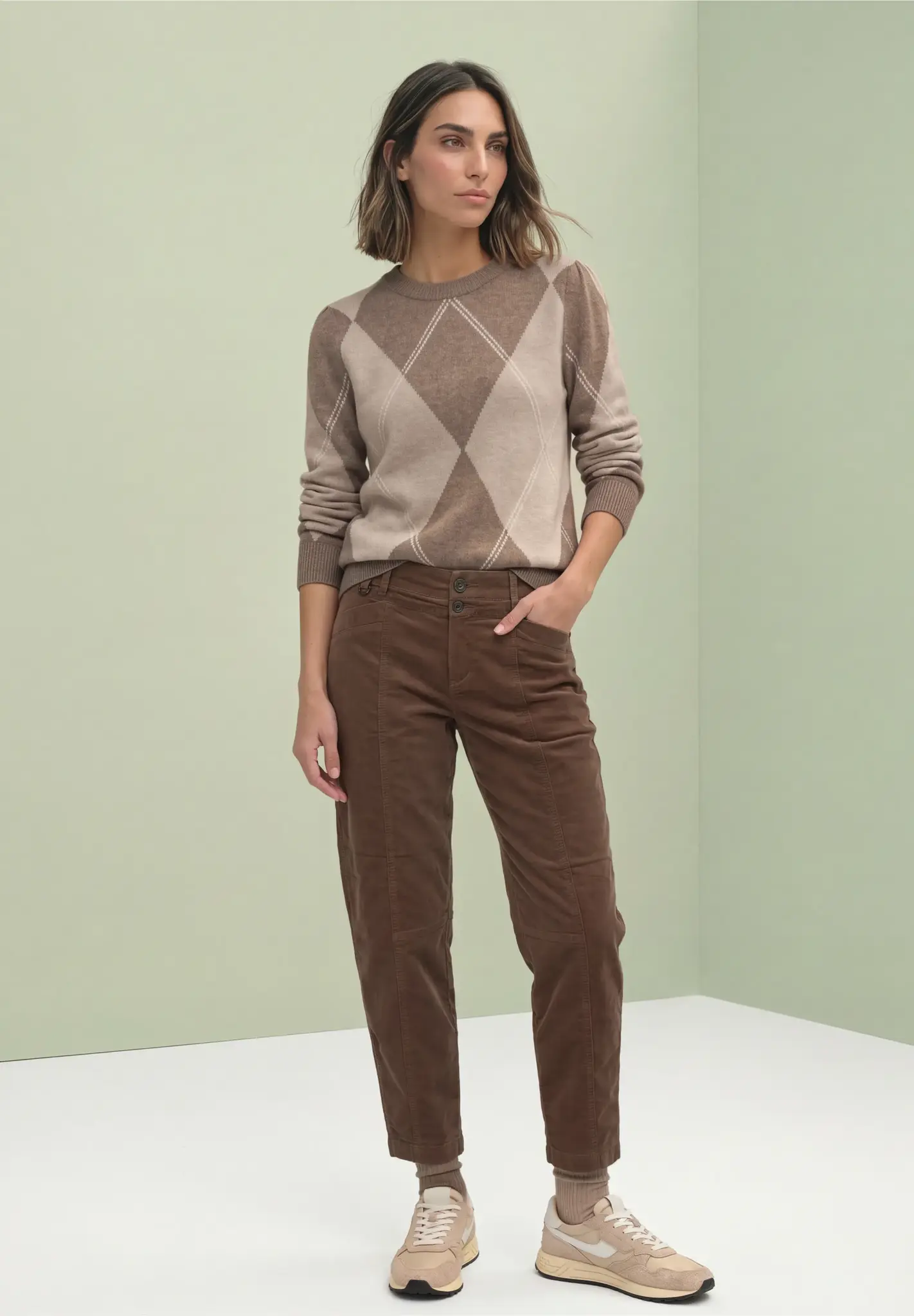 Street One Trui met Argyle Patroon - Sanded Amber Melange