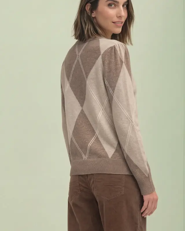 Street One Trui met Argyle Patroon - Sanded Amber Melange