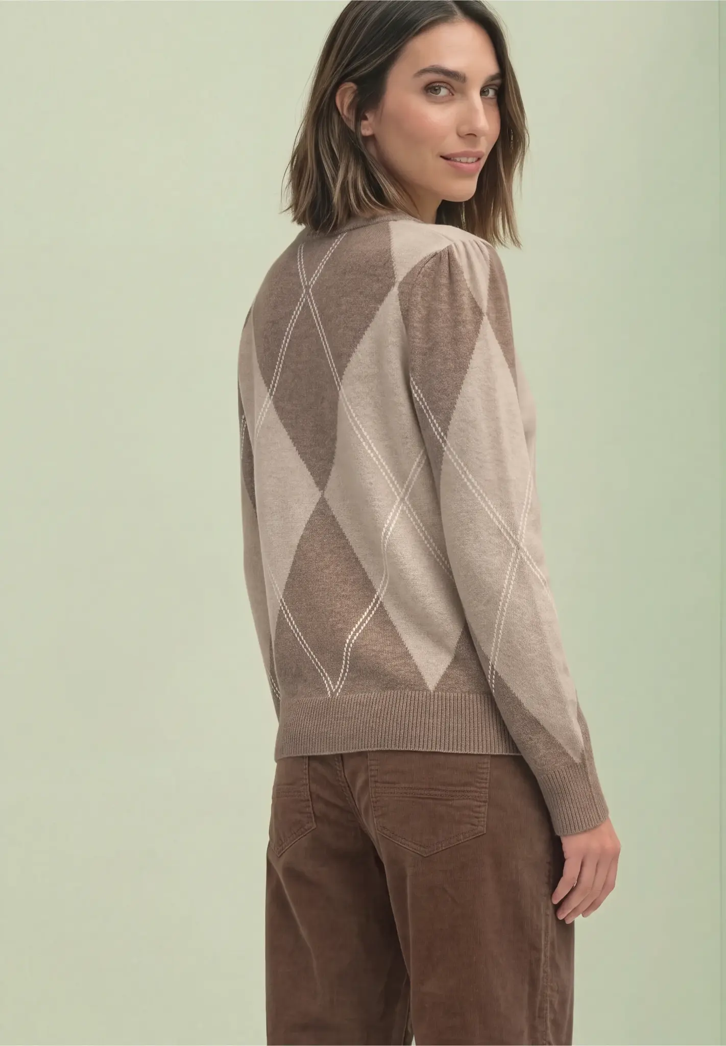 Street One Trui met Argyle Patroon - Sanded Amber Melange