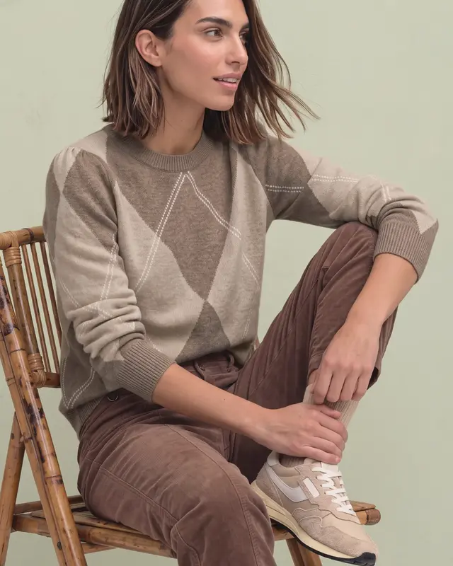 Street One Trui met Argyle Patroon - Sanded Amber Melange