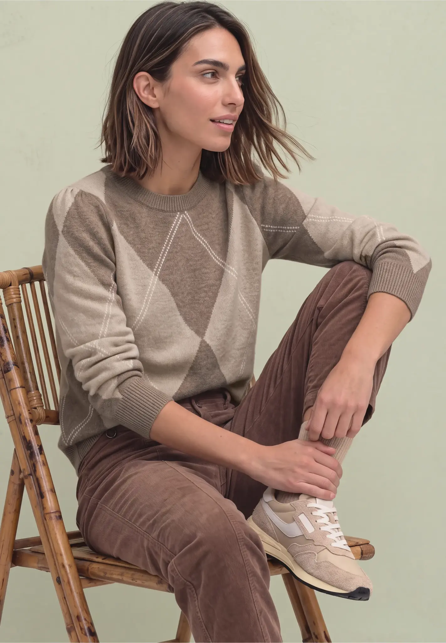 Street One Trui met Argyle Patroon - Sanded Amber Melange