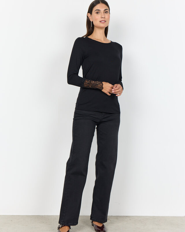Soyaconcept Basic Shirt met Kanten Mouw Marica 226 - Black