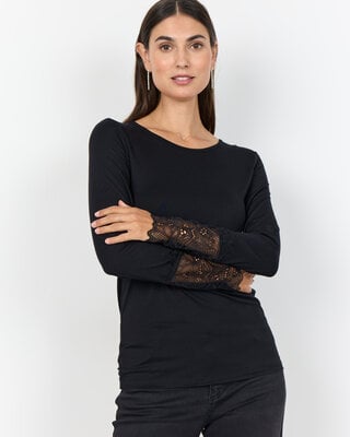 Soyaconcept Basic Shirt met Kanten Mouw Marica 226 - Black