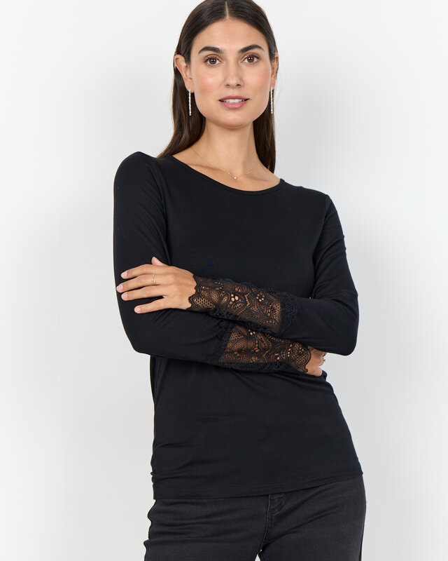 Soyaconcept Basic Shirt met Kanten Mouw Marica 226 - Black