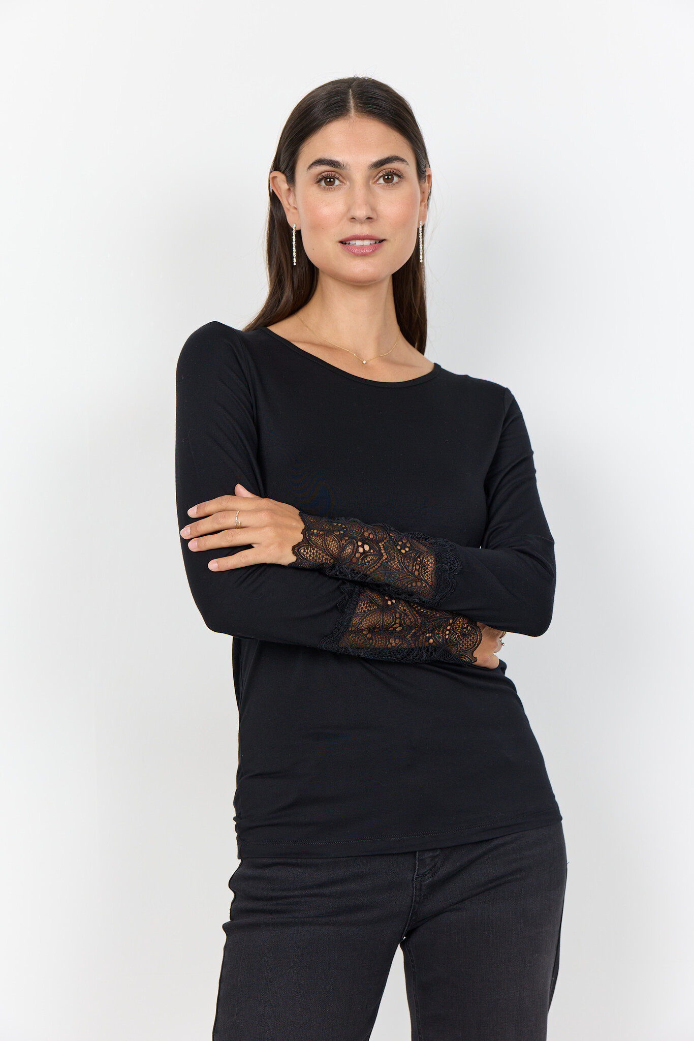 Soyaconcept Basic Shirt met Kanten Mouw Marica 226 - Black