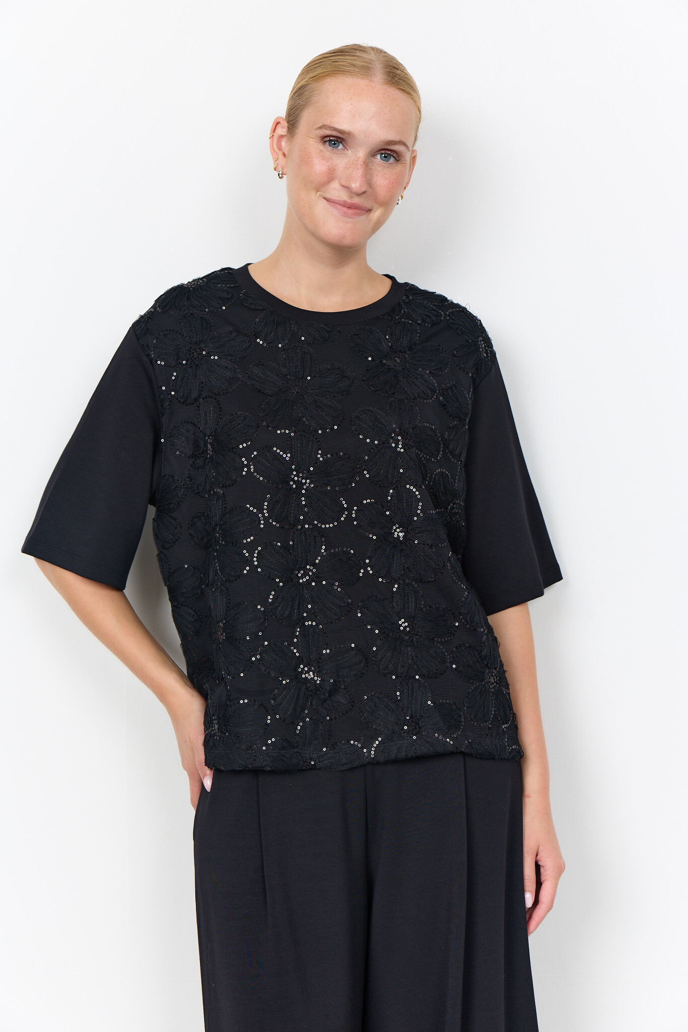 Soyaconcept Lace T-Shirt Banu 345 - Black