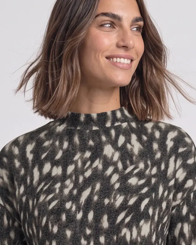 Street One Shirt met Bambi Print - Black