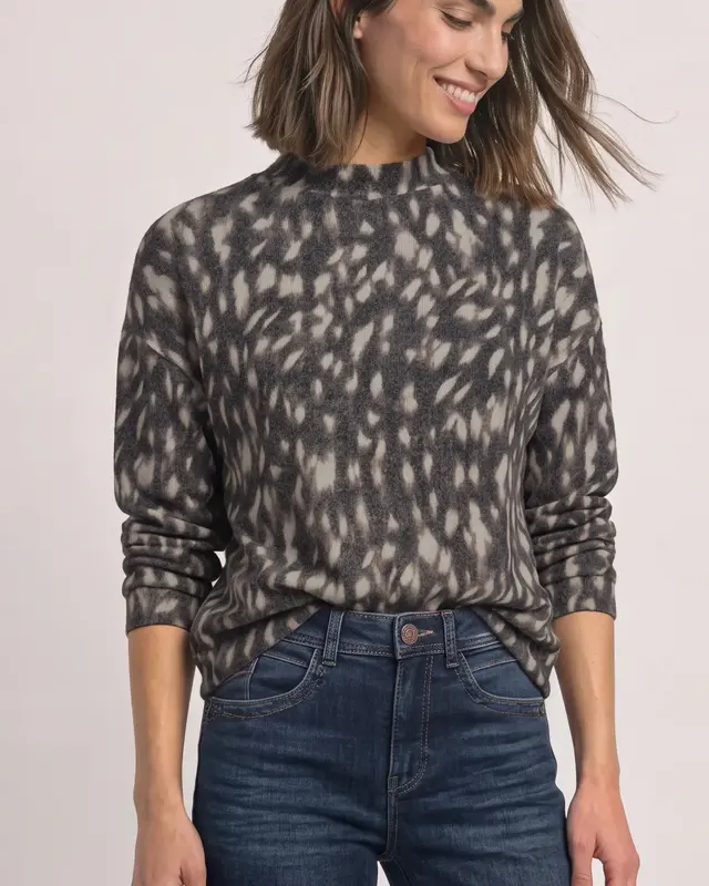 Street One Shirt met Bambi Print - Black