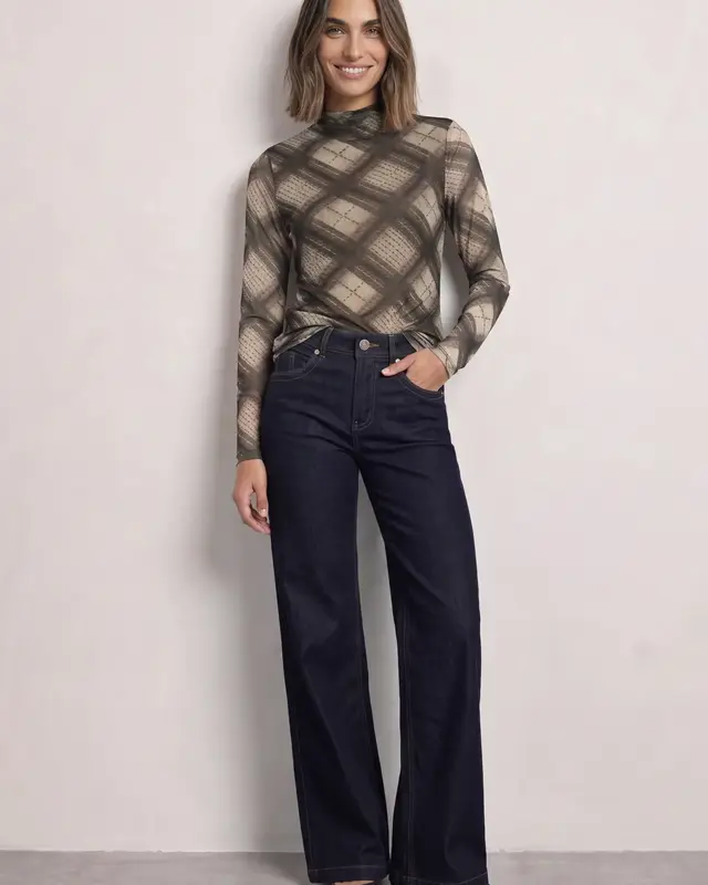 Street One Mesh Shirt met Col - Sanded Amber