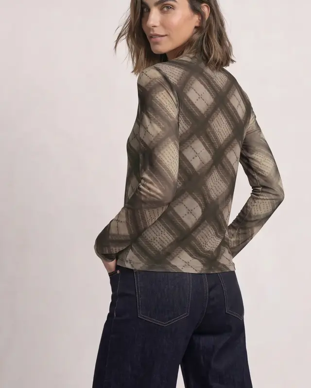 Street One Mesh Shirt mit Rollkragen - Sanded Amber