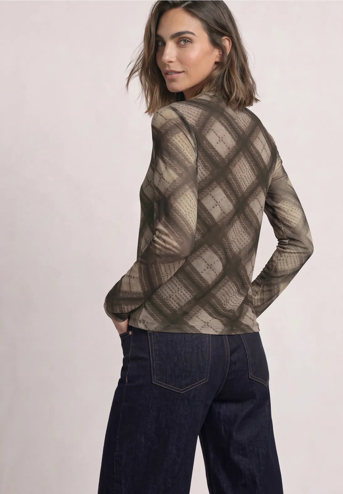 Street One Mesh Shirt with Turtleneck - Sanded Amber