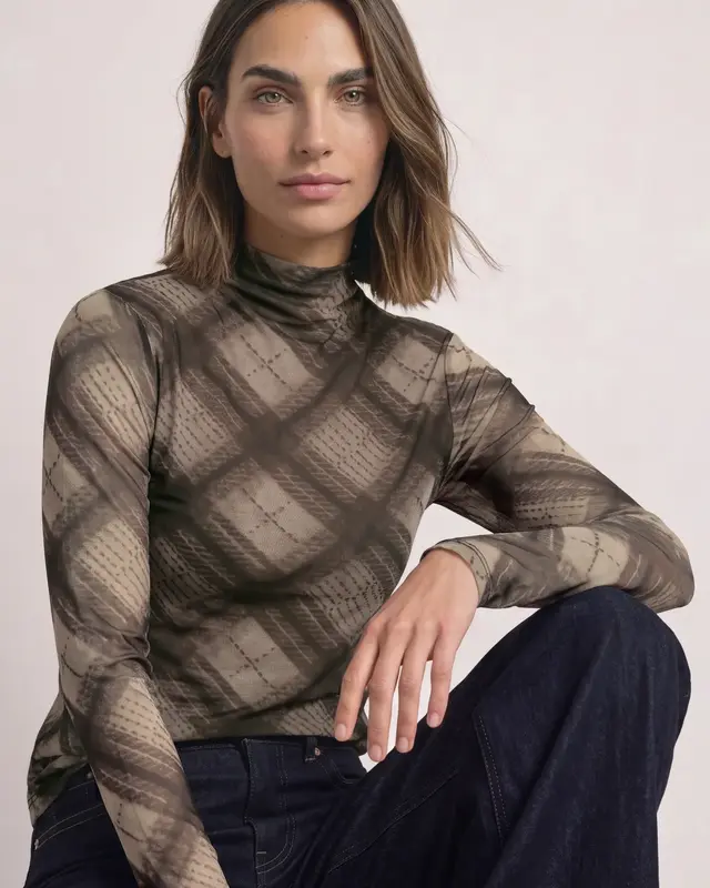 Street One Mesh Shirt met Col - Sanded Amber