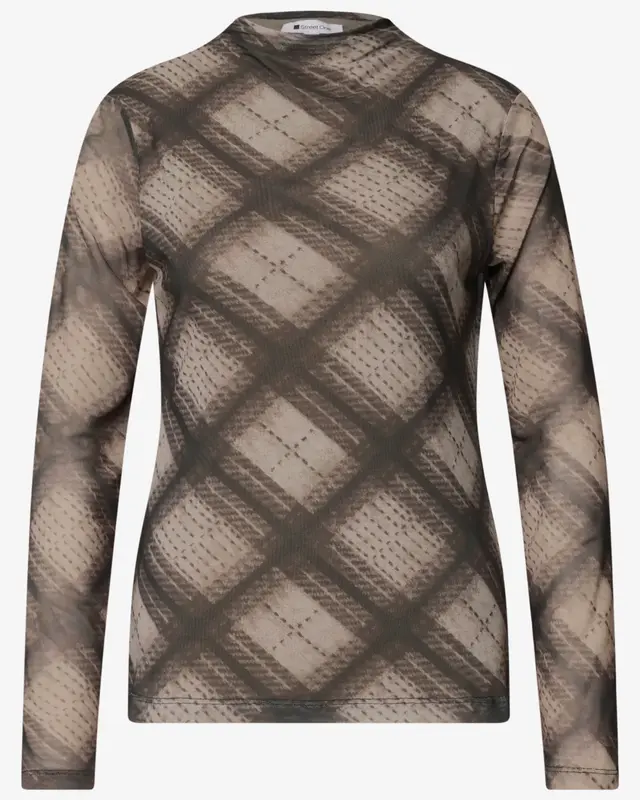 Street One Mesh Shirt met Col - Sanded Amber