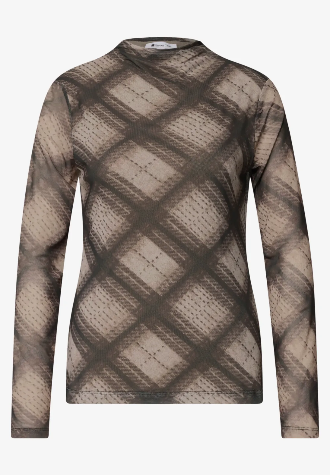 Street One Mesh Shirt met Col - Sanded Amber