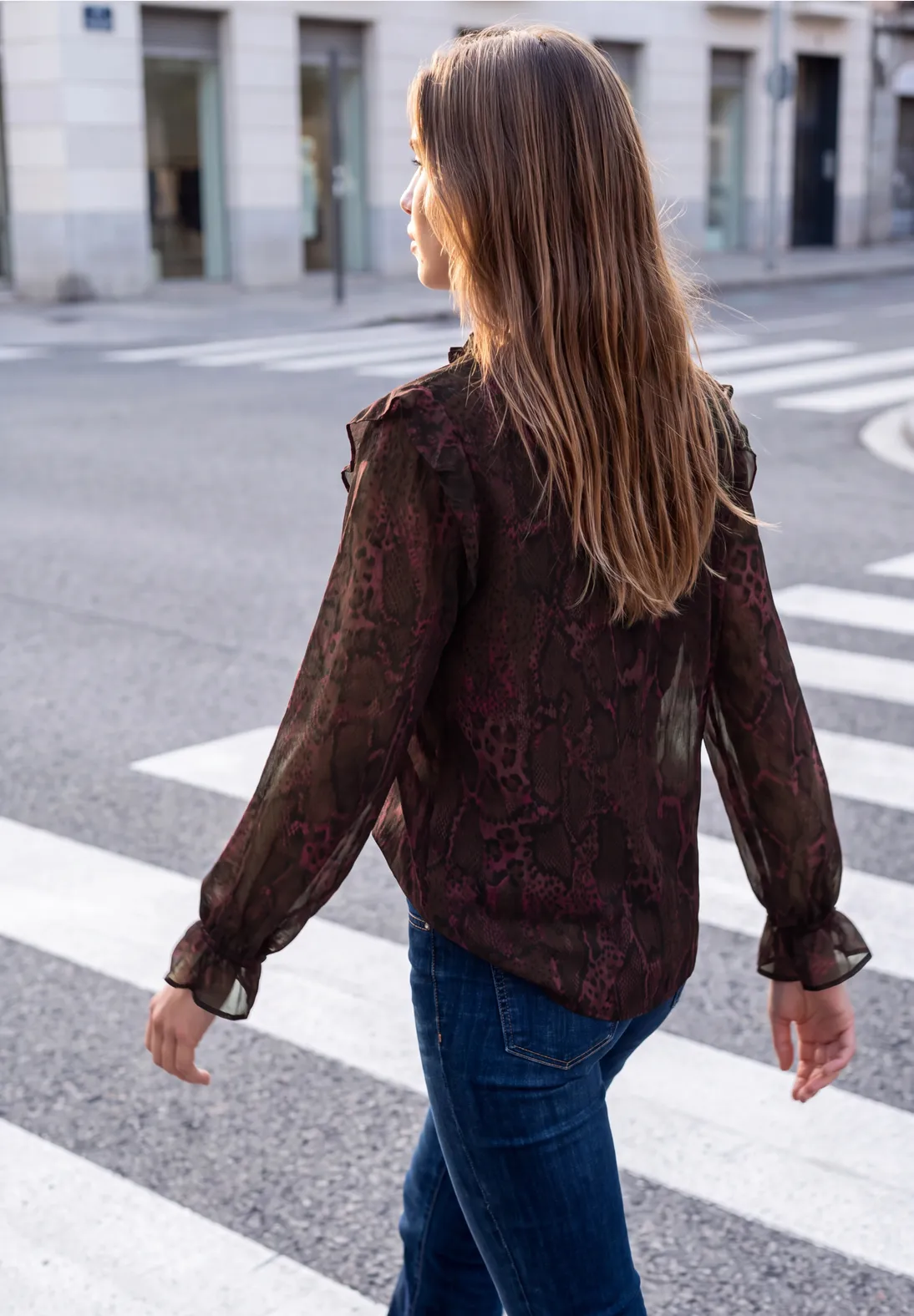 Street One Studio Tunic with Ruffles – Russet Red