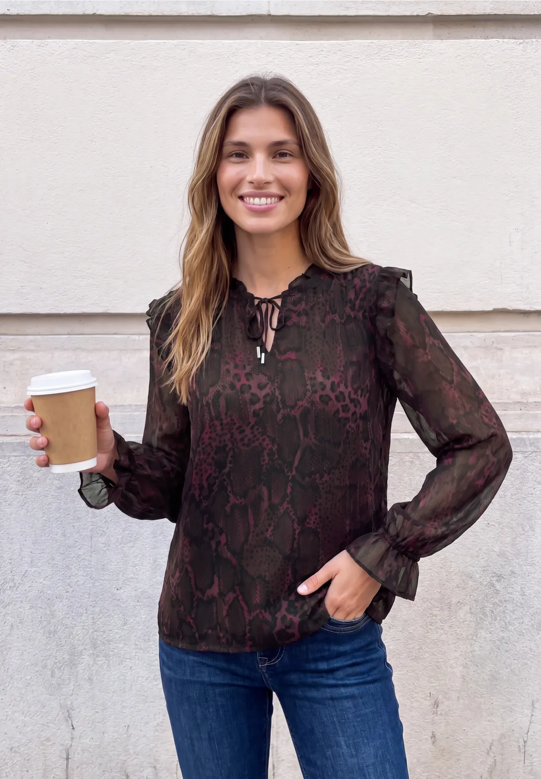 Street One Studio Tunic with Ruffles – Russet Red