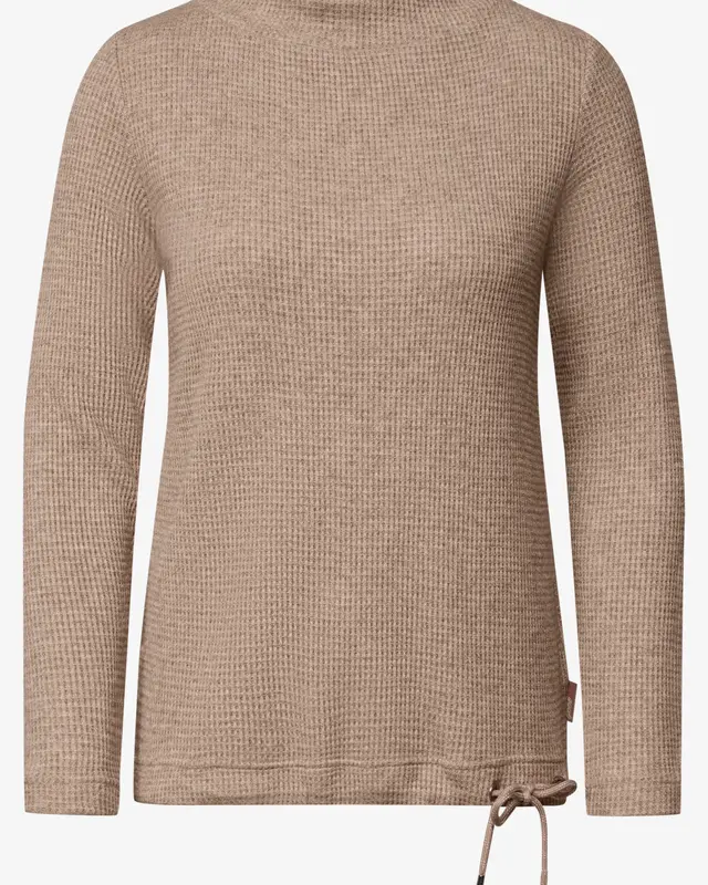 Cecil Shirt with Standing Collar - Creamy Mocha Melange