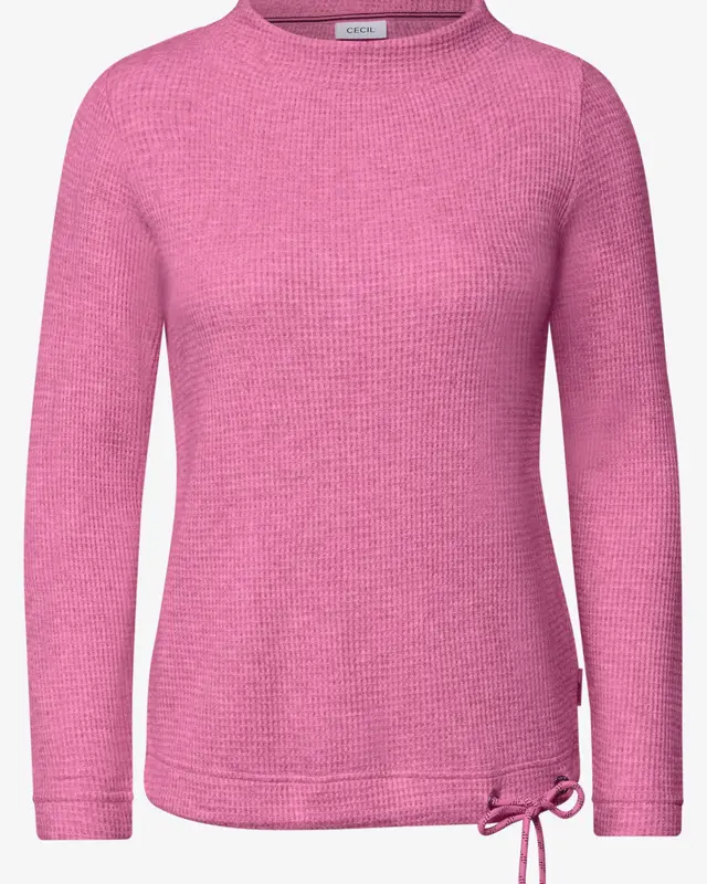 Cecil Shirt met Trechterhals - Pink Flash Melange