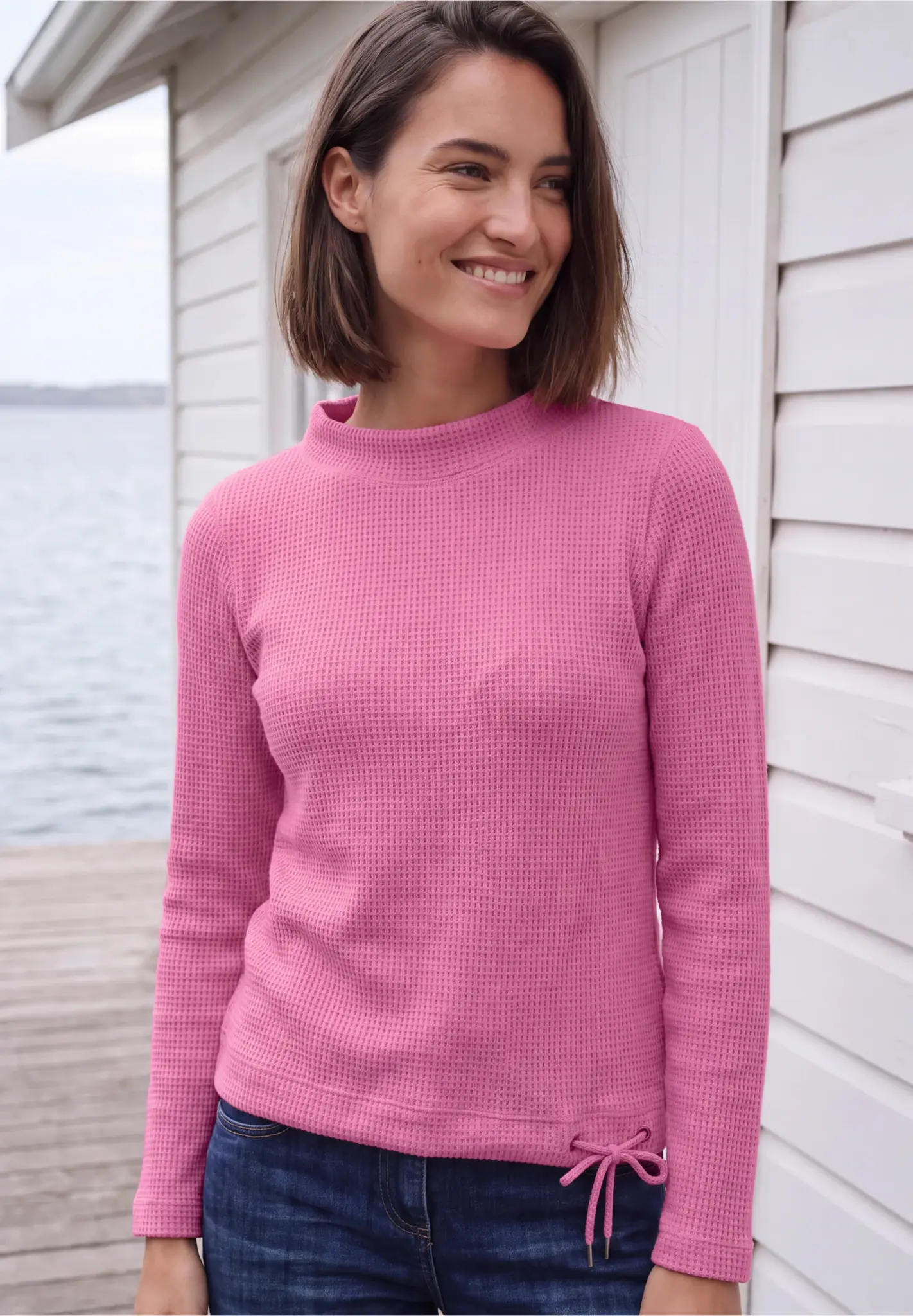 Cecil Shirt mit Stehkragen - Pink Flash Melange