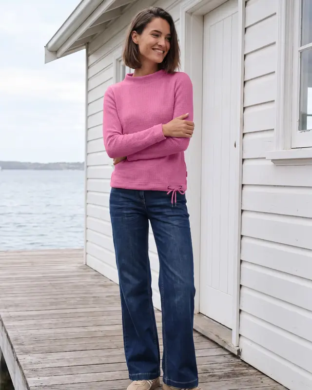 Cecil Shirt mit Stehkragen - Pink Flash Melange