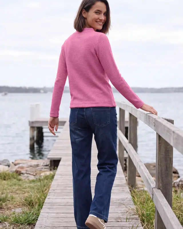 Cecil Shirt met Trechterhals - Pink Flash Melange